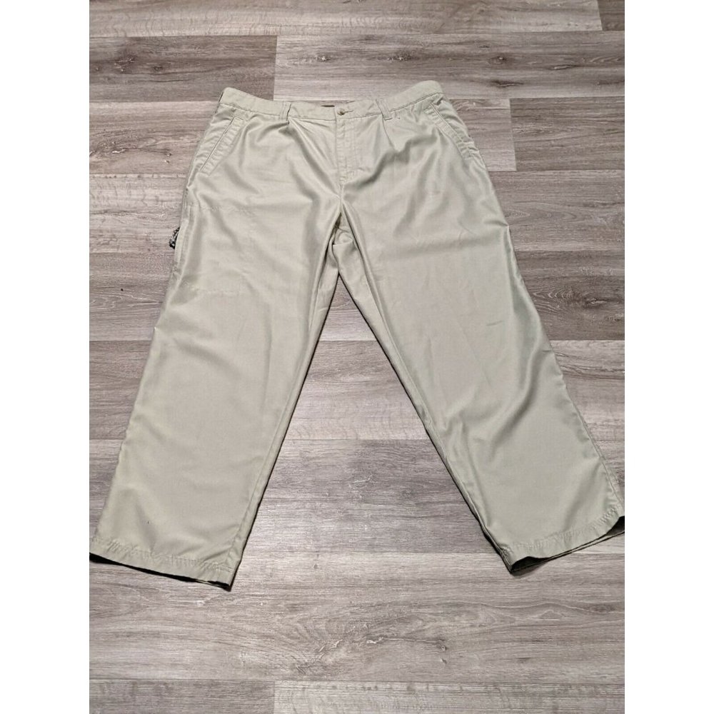 Columbia Twill Hiking Pants Dark Brown Mesh Zip Pocket Activewear Mens 36X30